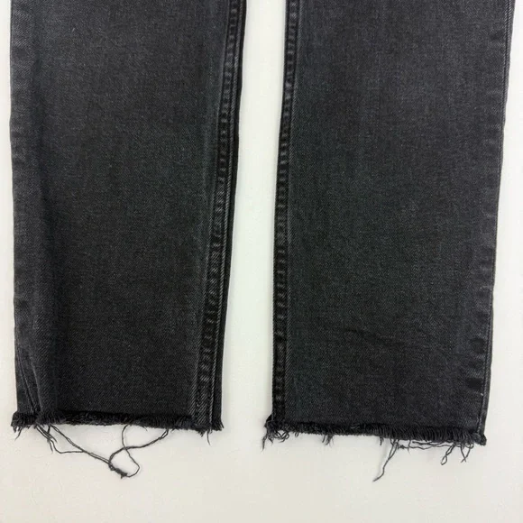 Re/Done Originals High Rise Ankle Crop Jeans: Faded Black Wash